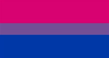 The biseexual pride flag, which has three horizontal stripes: pink, purple, and blue.